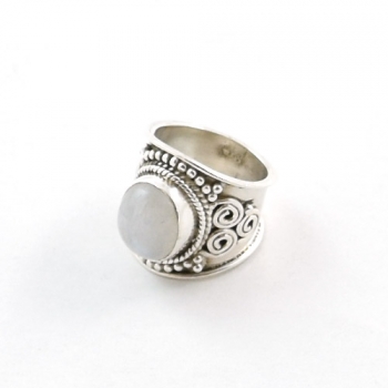 Bohemian sterling silver rainbow moonstone gemstone ring
